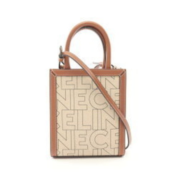 Celine Vertical Cabas Handbag Leather Ivory White Brown - Picture 1 of 8
